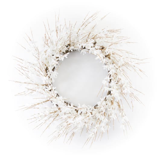 25" White Blossom Wreath